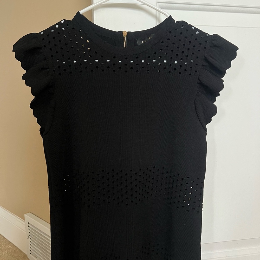 Ted Baker Black Sheath Mini Dress with Flutter Sleeves